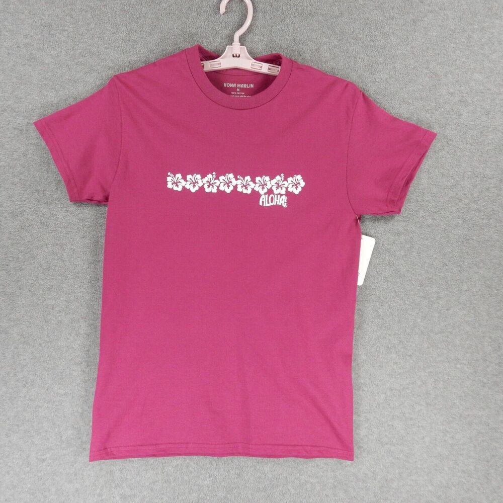 Aloha Hibiscus Womens TShirt Med Pink Hawaii Island Tropical Flower Kona Marlin